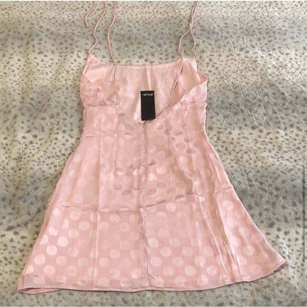 Jacquard Polka Dot Satin Mini Dress - Picture 5 of 9